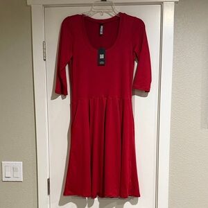 24 Seven Red Scoop-Neck Midi Dress